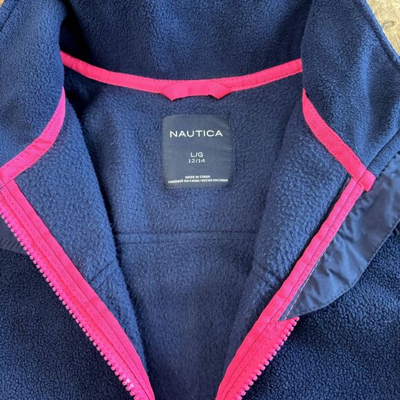 Girls Size Large (12-14) Nautica Fleece Jacket Blue and Pink - Picture 2 of 6